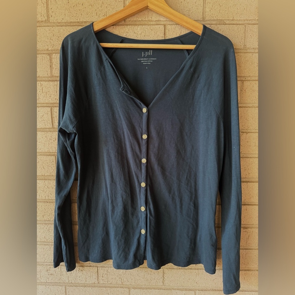 J. Jill Women's Navy Featherweight Cardigan Button Down
